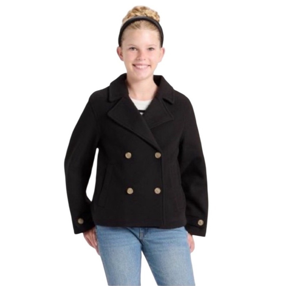 Art Class Girls Black Double-Breasted Peacoat Coat Small (6/7) NWT